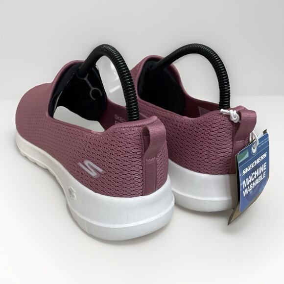 Skechers Womens 9.5 Go Walk Joy Aurora Slip On Sneakers Mauve Mesh Lightweight - Picture 3 of 7